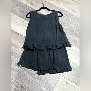 Dark Gray Ruffle Hem Sleeveless Top and Shorts Set